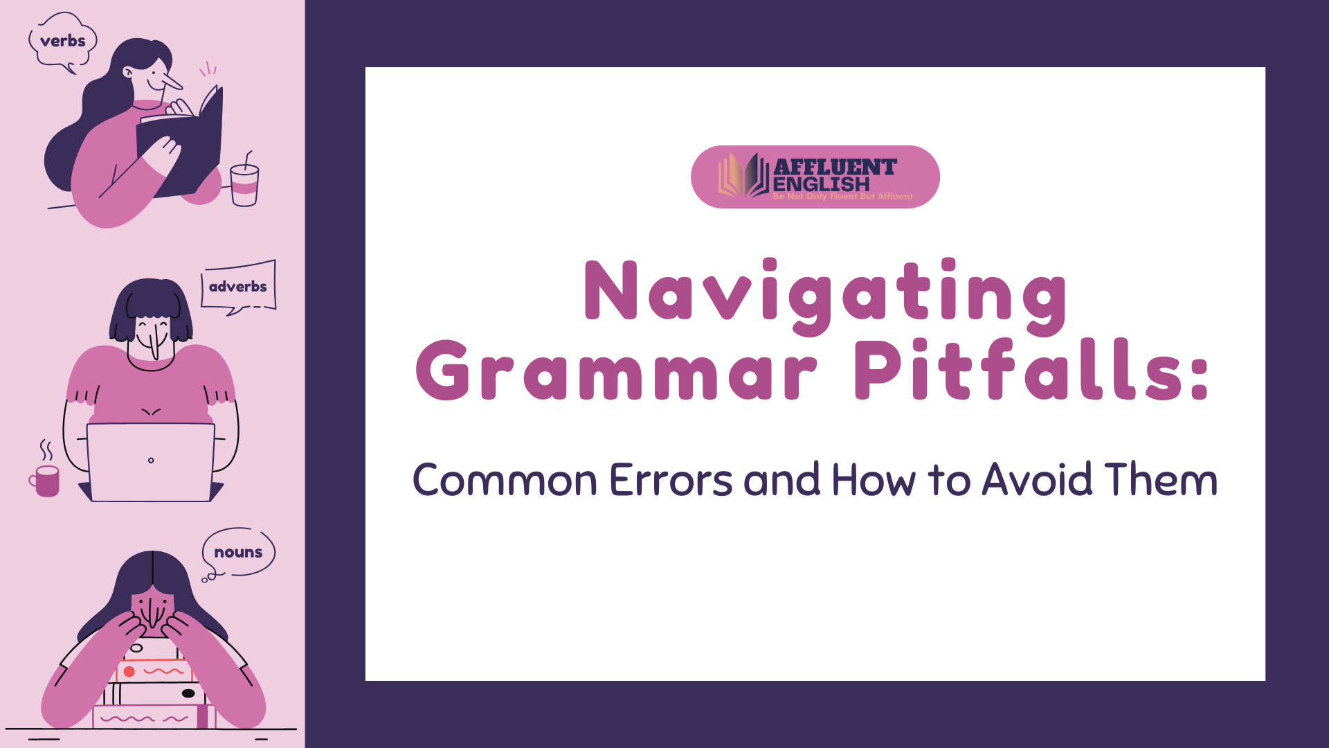 English Language Arts Parts of Speech Presentation in Purple White Minimalist Style